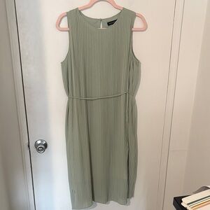 Banana Republic Pleated Sage Green Midi Dress